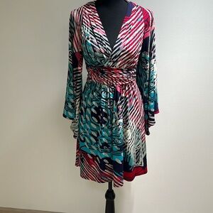 Laundry by Shelli Segal, colorful stretch knit dress size 2